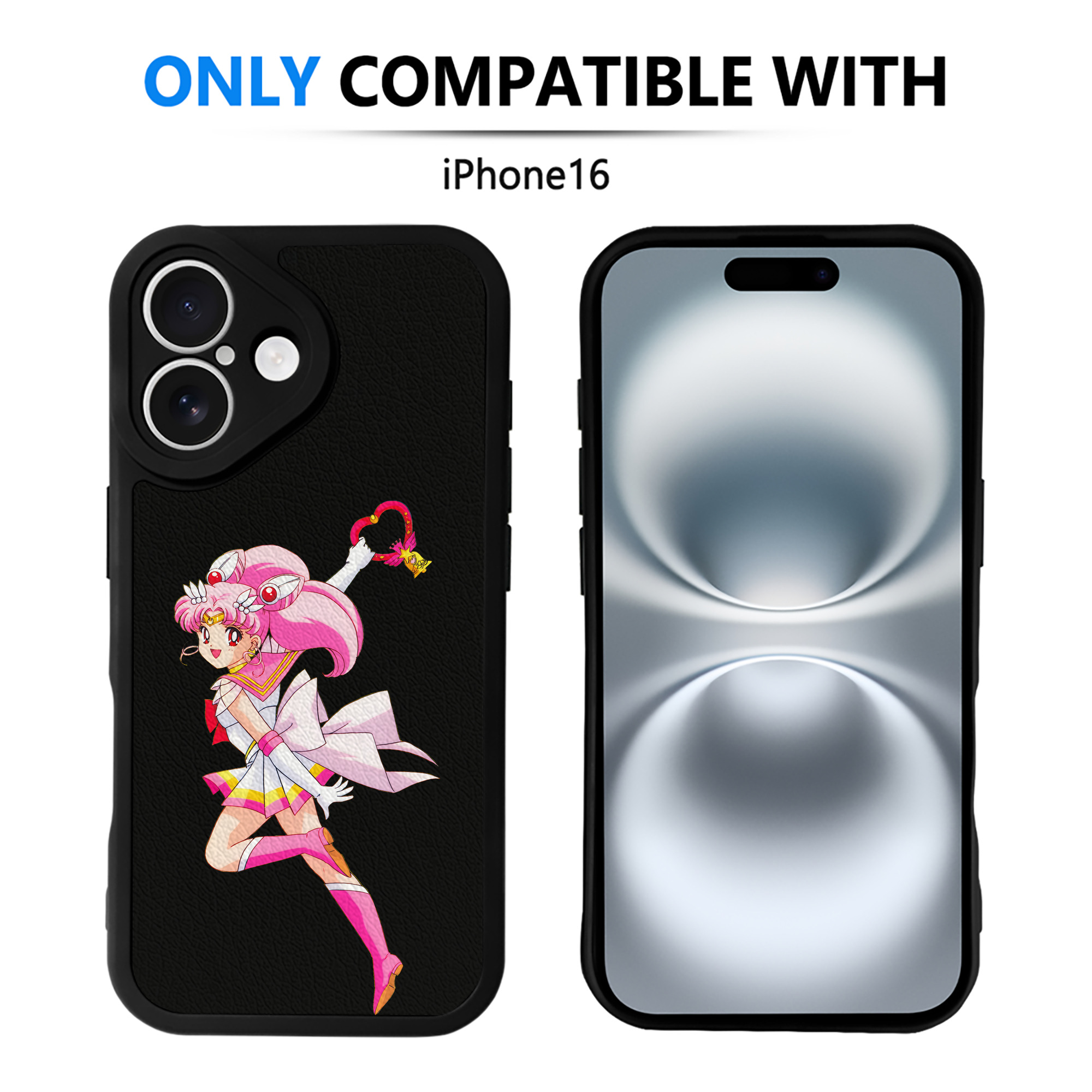 （画像用） 美少女戦士セーラームーン ちびうさ Sailor Moon Chibiusa Tsukino Usagi Small Lady Serenity 【iPhone 16シリーズ対応】シリコンスマホケース（レザー調） 材質：シリコン